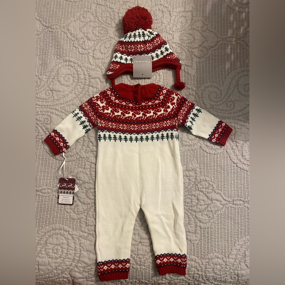 Christmas jumpsuit with matching hat